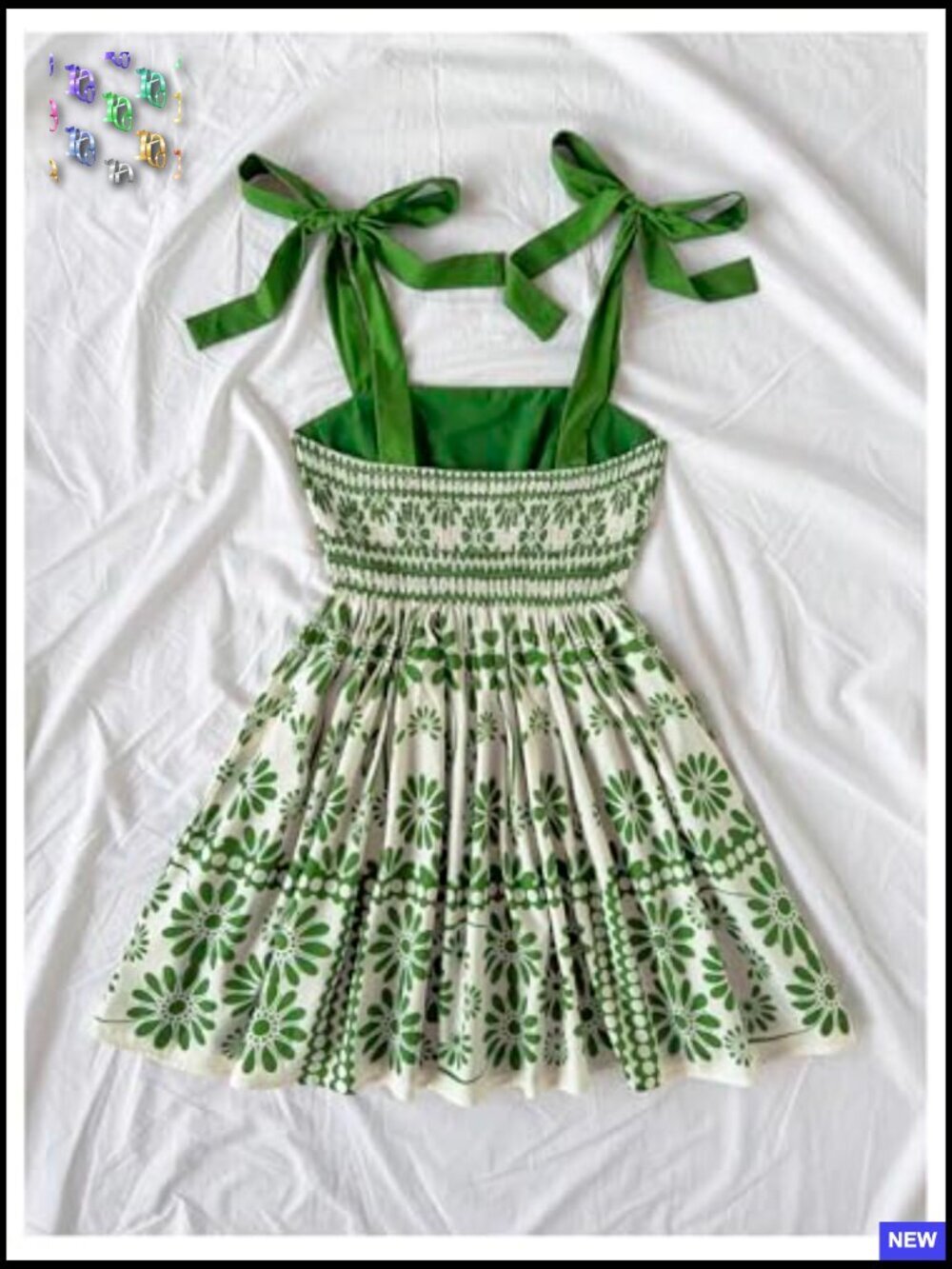 Floral Print Tie Shoulder Cami Dress Flare Hem Boho Mini Casual Wear - Picture 3 of 6